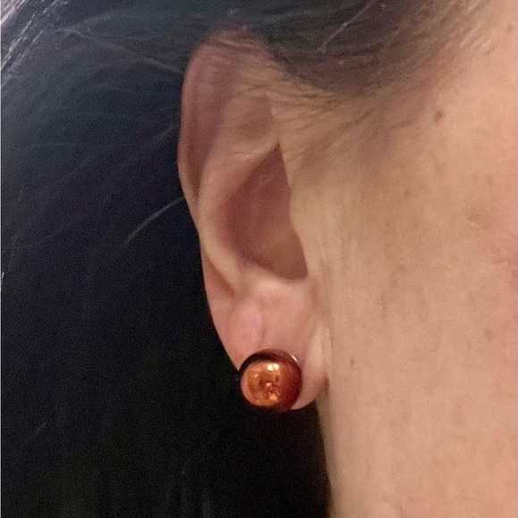 Vintage Copper Ball Stud Earrings - Picture 2 of 16